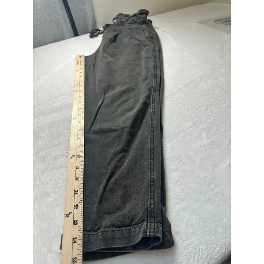 Free People Margate Pleated Trouser Black Size XS Ankle Length Cotton Boho